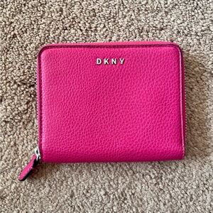 DKNY Fuchsia Leather Small Zip-Around Wallet